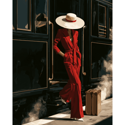 Abito Rosso, Banchina di Vapore | Dipingi con i numeri