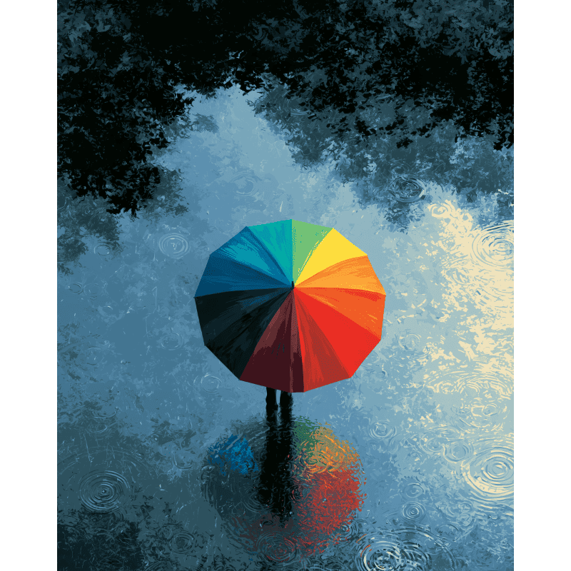 Roue arc-en-ciel dans la flaque | Peinture à numéros