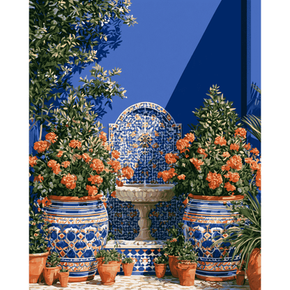 Fontana di Azulejos e Fiori d'Arancio | Dipingi con i numeri