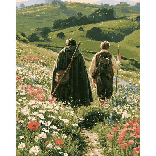 Vandrare bland vildblommor | Måla efter nummer