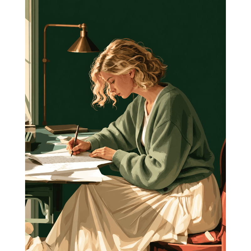 Lettre en cardigan vert | Peinture à numéros