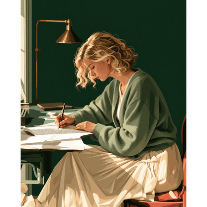 Lettre en cardigan vert | Peinture à numéros
