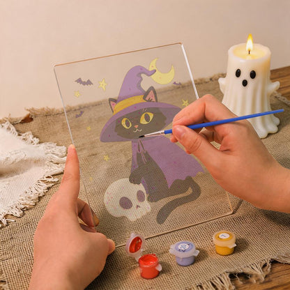 Paint by Number Halloween Lamp - Witchy Cat