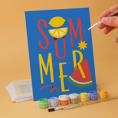 6 Wooden Board Mini Paintings – Summer Sunset Story
