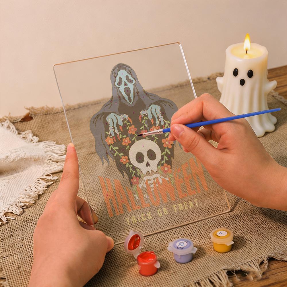 Paint by Number Halloween Lamp - Haunted Skull Halloween