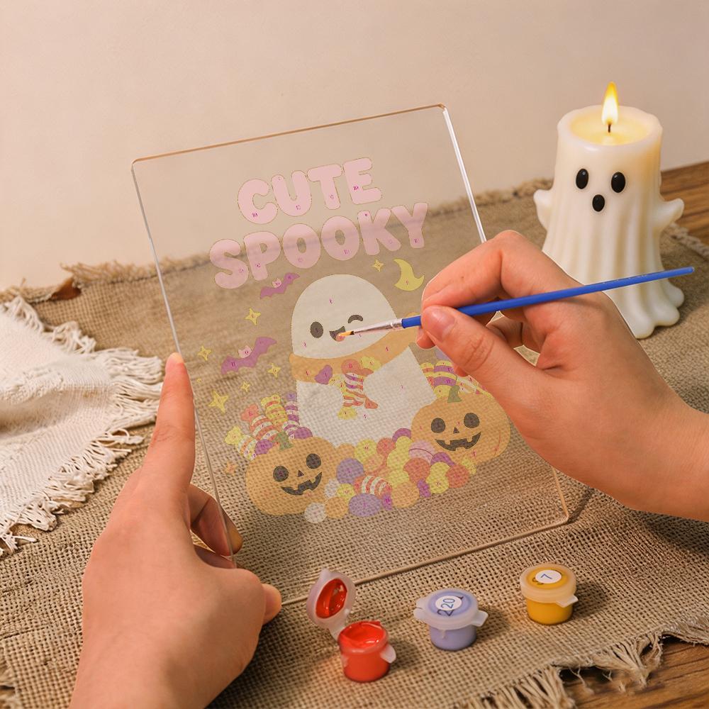 Paint by Number Halloween Lamp - Cute Ghost