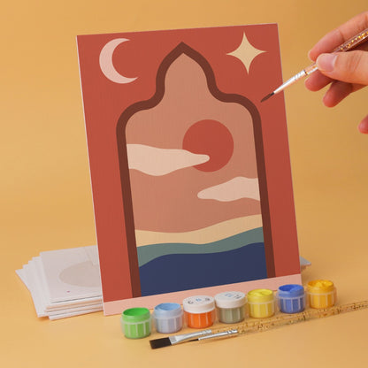 6 Wooden Board Mini Paintings – Desert Doorways