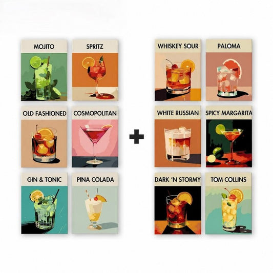 12 Mini Paintings | Deluxe Cocktail Bundle-Paint by numbers