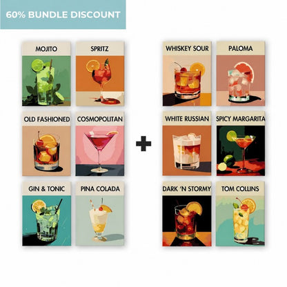 Paint by numbers - 12 Mini Paintings | Deluxe Cocktail Bundle