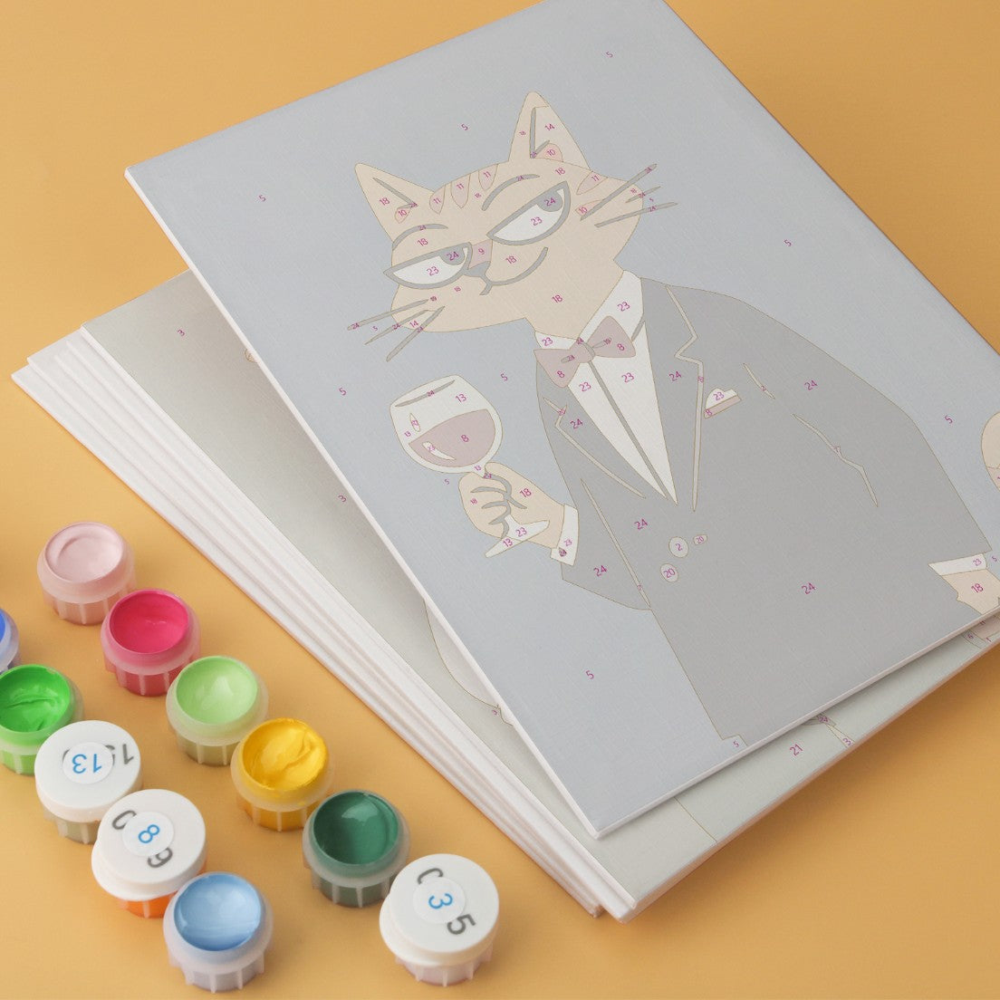 6 Wooden Board Mini Paintings – Fashionable Felines