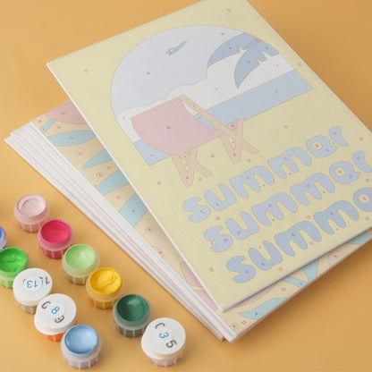 6 Wooden Board Mini Paintings – Summer Sunset Story