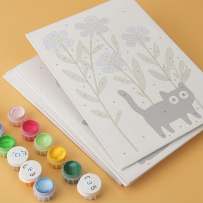 6 Wooden Board Mini Paintings – Cats Among Plants