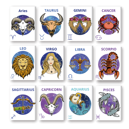 12 Mini Paintings | Zodiac Set-Paint by numbers
