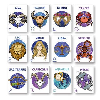 12 Mini Paintings | Zodiac Set