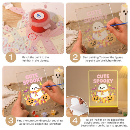 Paint by Number Halloween Lamp - Cute Ghost