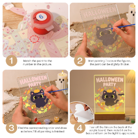 Paint by Number Halloween Lamp - Pumpkin Paws