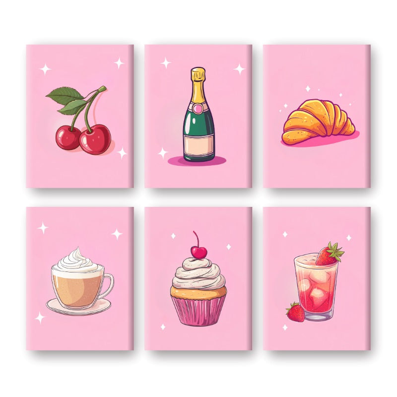 6 Mini Paintings - Snacks & Drinks Set-Paint by numbers