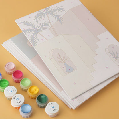 6 Wooden Board Mini Paintings – Desert Doorways