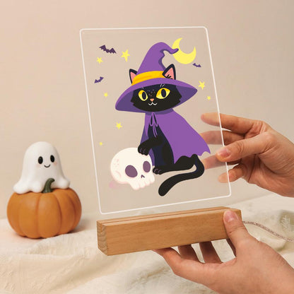 Paint by Number Halloween Lamp - Witchy Cat