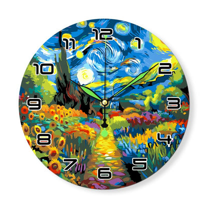Painting by Numbers Clock – Starry Night & Flower Field-Paint by numbers