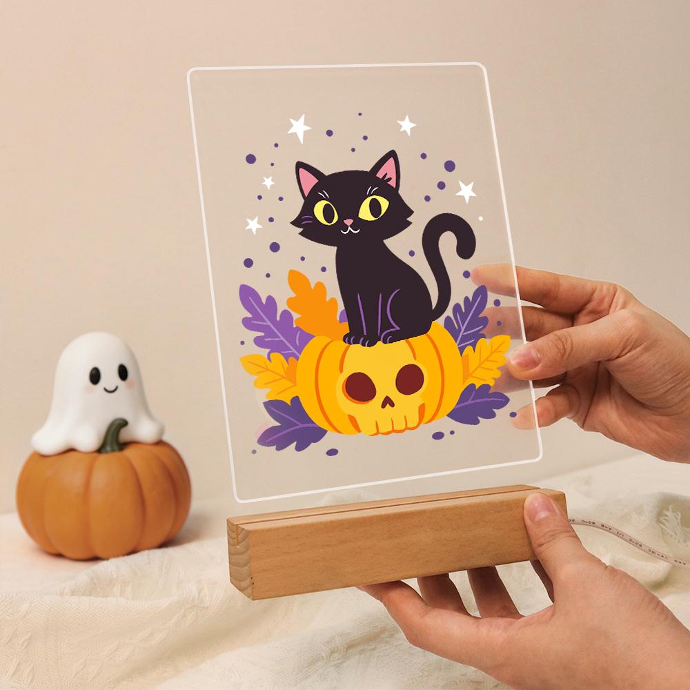 Paint by Number Halloween Lamp - Pumpkin Cat