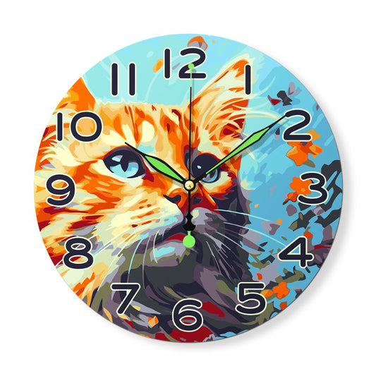 Painting by Numbers Clock – Beautiful Cat-Paint by numbers
