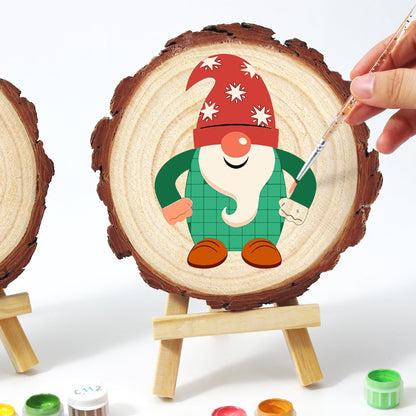 Paint by Number Pine Wood Slice - Christmas Gnome