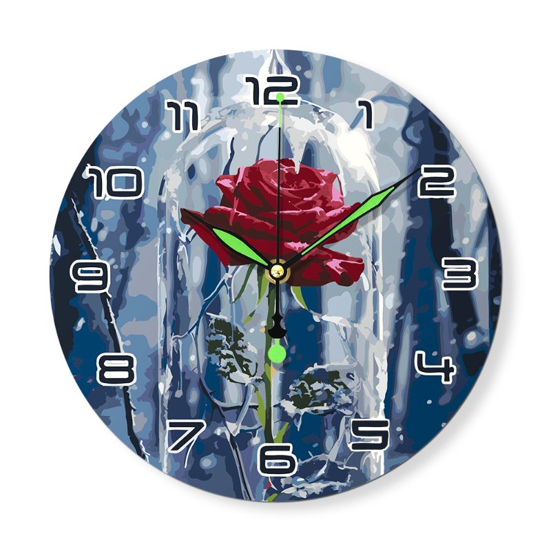 Painting by Numbers Clock – Rose in a glass-Paint by numbers