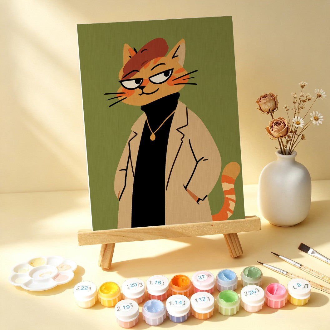 6 Wooden Board Mini Paintings – Fashionable Felines