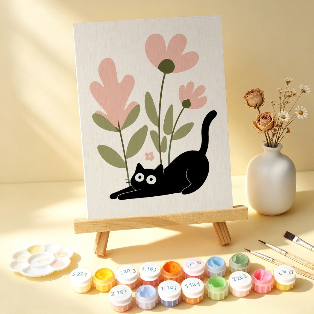 6 Wooden Board Mini Paintings – Cats Among Plants