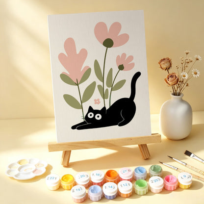 6 Wooden Board Mini Paintings – Cats Among Plants