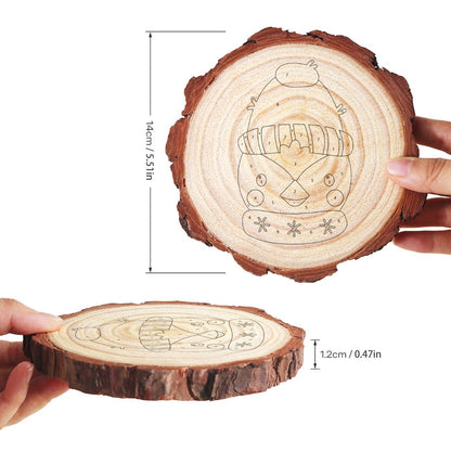 Paint by Number Pine Wood Slice - Christmas Penguin