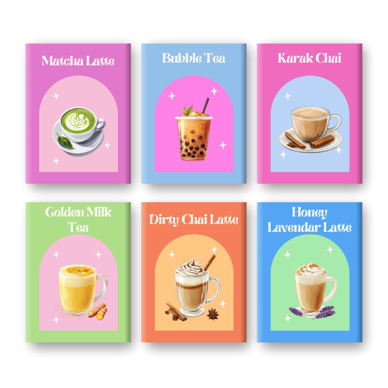 6 Mini Paintings - Colorful Tea Set-Paint by numbers