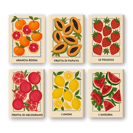 6 Mini Paintings - Italian Fruit Set-Paint by numbers