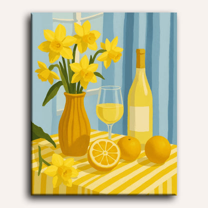 Lemons wine and flowers | Paint by Numbers