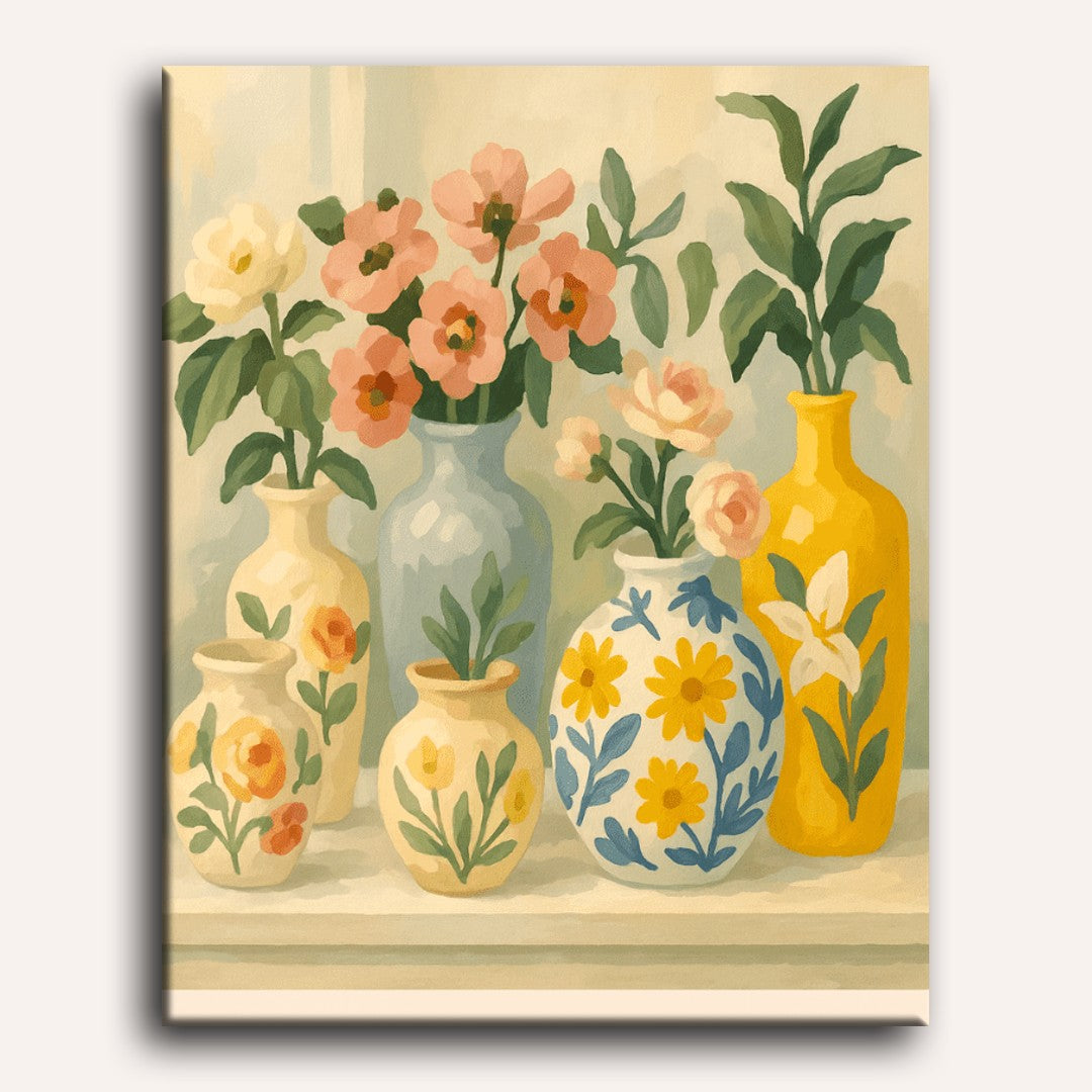 Flowers in Painted Vases | Paint by Number