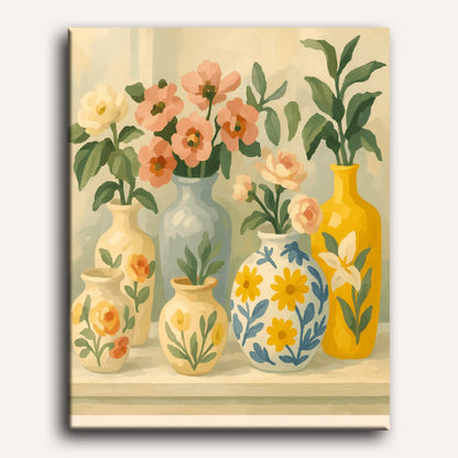 Flowers in Painted Vases | Paint by Number
