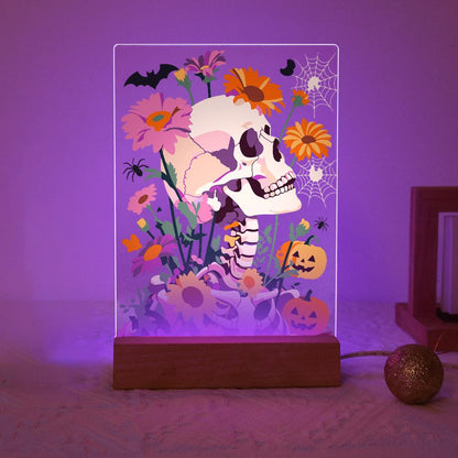 Paint by Number Halloween Lamp - Flower Skull