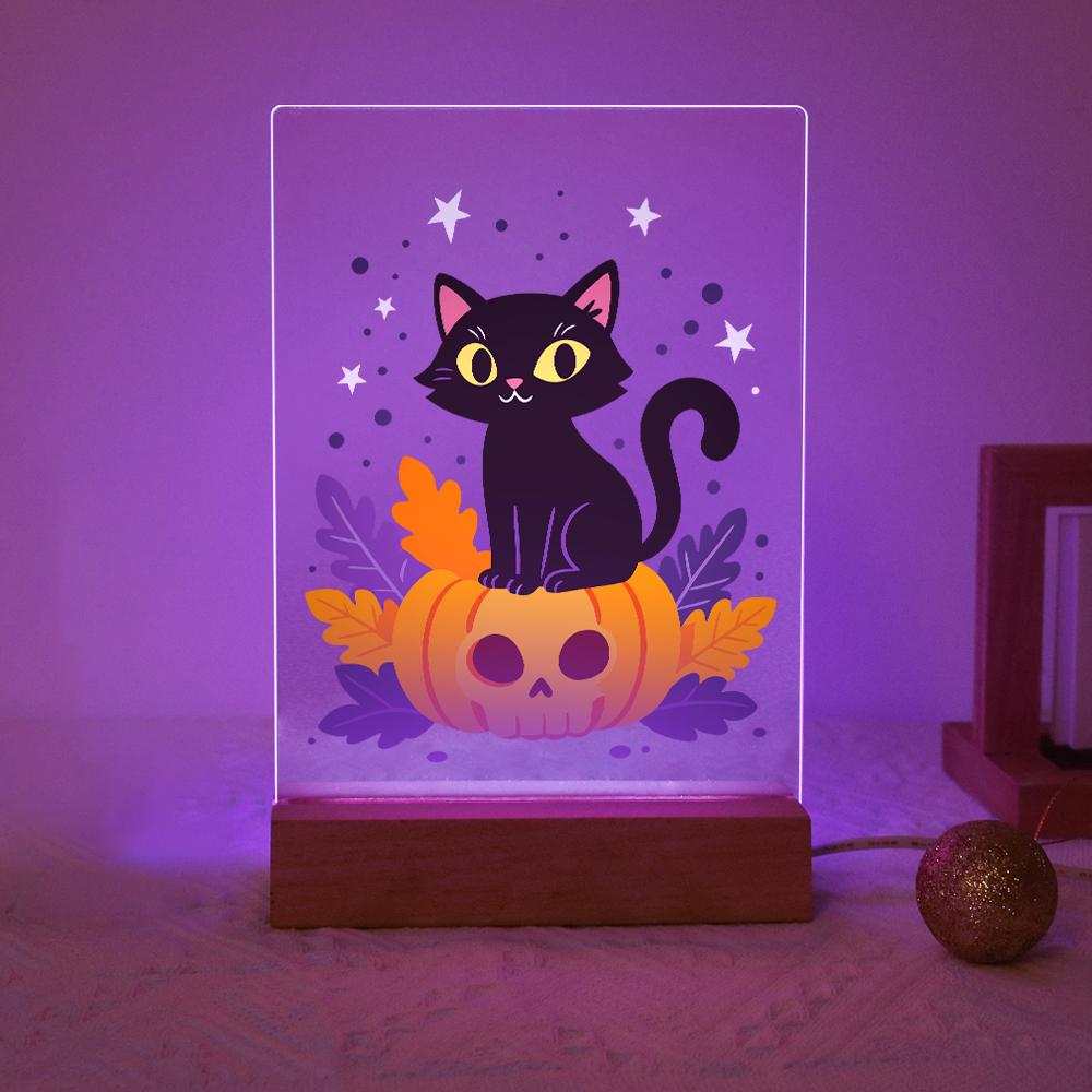 Paint by Number Halloween Lamp - Pumpkin Cat