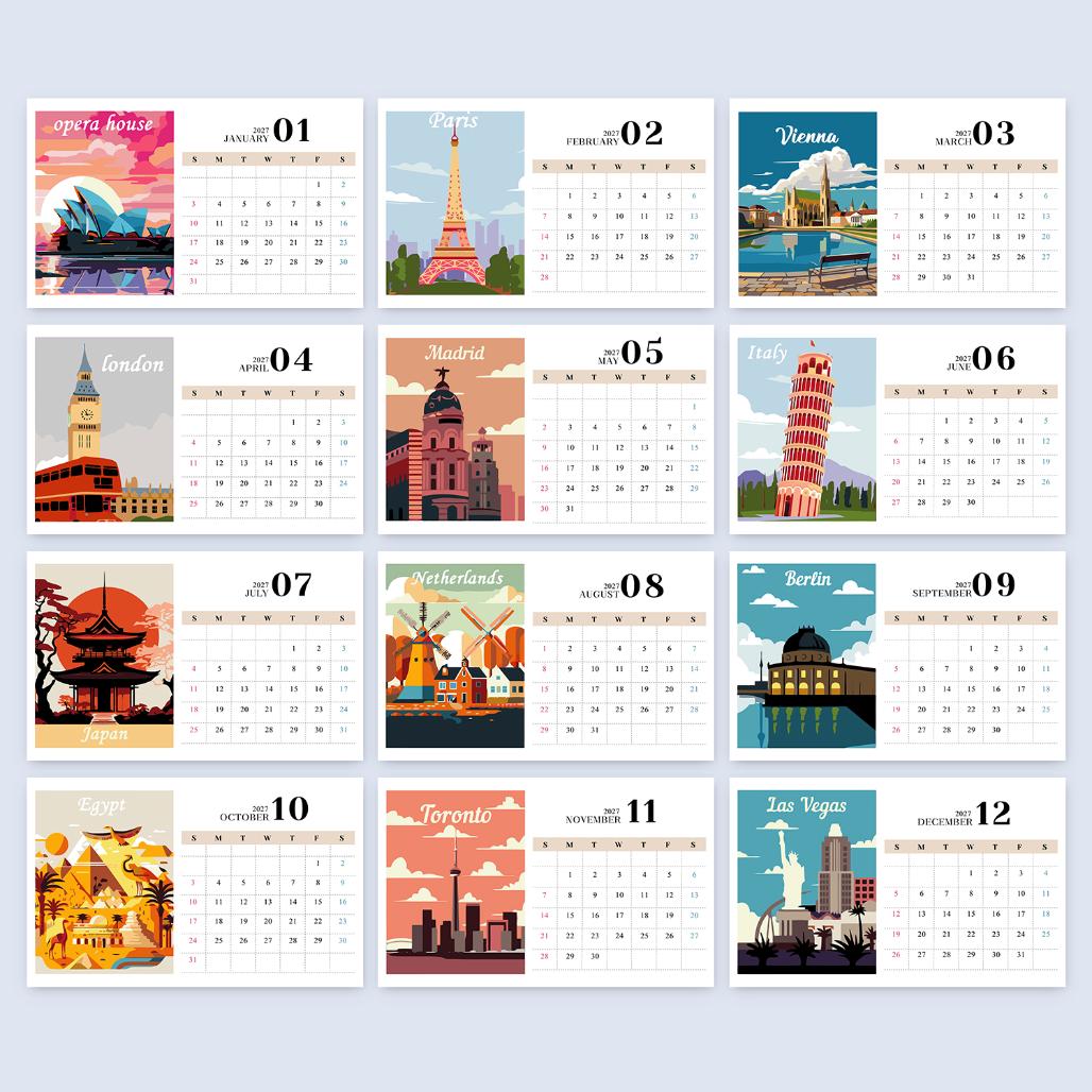 Paint by Numbers Calendar 2027 | Famous Landmarks Edition