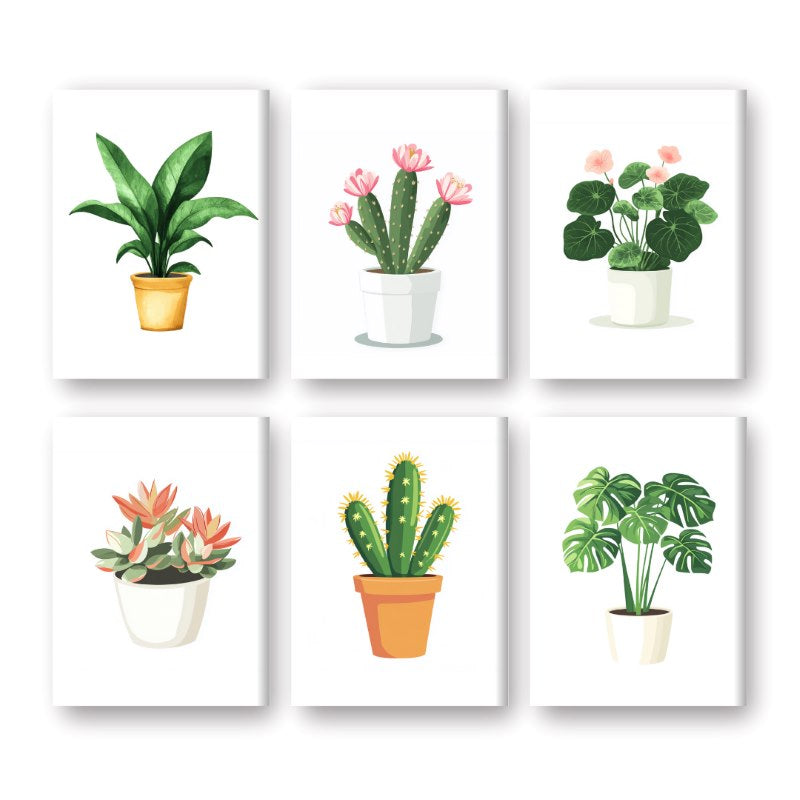 6 Mini Paintings - Gorgeous Plants Set-Paint by numbers