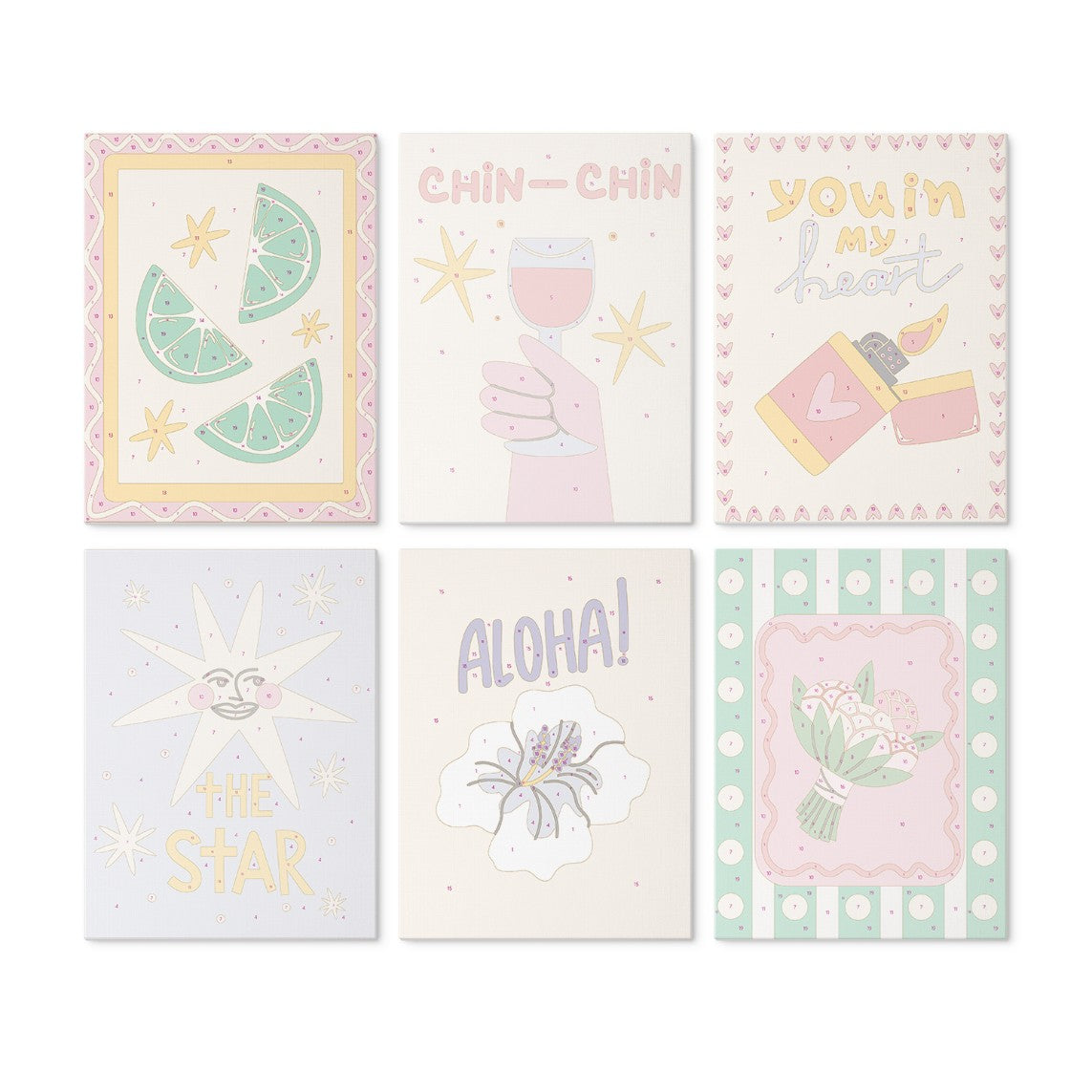 6 Wooden Board Mini Paintings – Cheers and Wishes