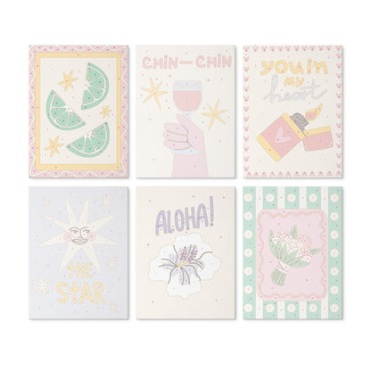 6 Wooden Board Mini Paintings – Cheers and Wishes