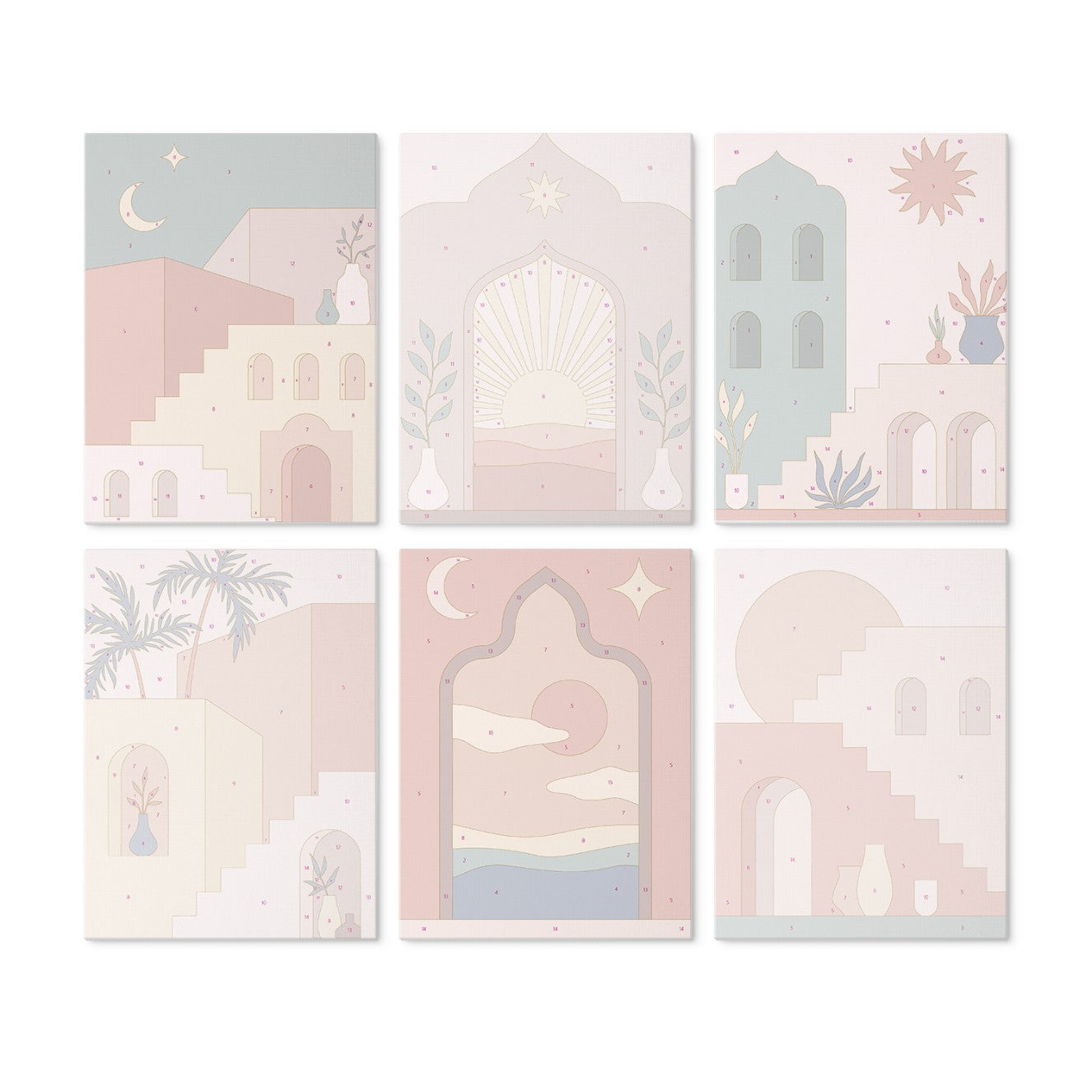 6 Wooden Board Mini Paintings – Desert Doorways
