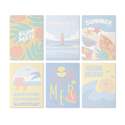 6 Wooden Board Mini Paintings – Summer Sunset Story