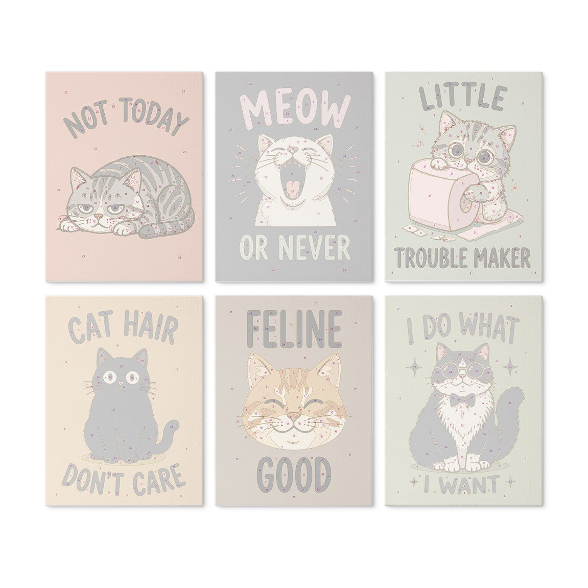6 Wooden Board Mini Paintings – Cattitude Quotes