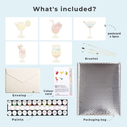 5 Postcards – Cocktail Set | Paint by Number