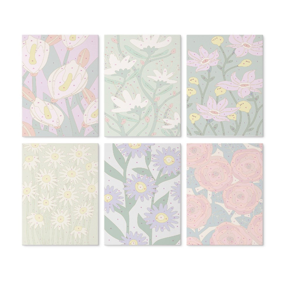 6 Wooden Board Mini Paintings – Bold Blooms