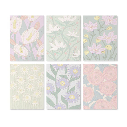 6 Wooden Board Mini Paintings – Bold Blooms