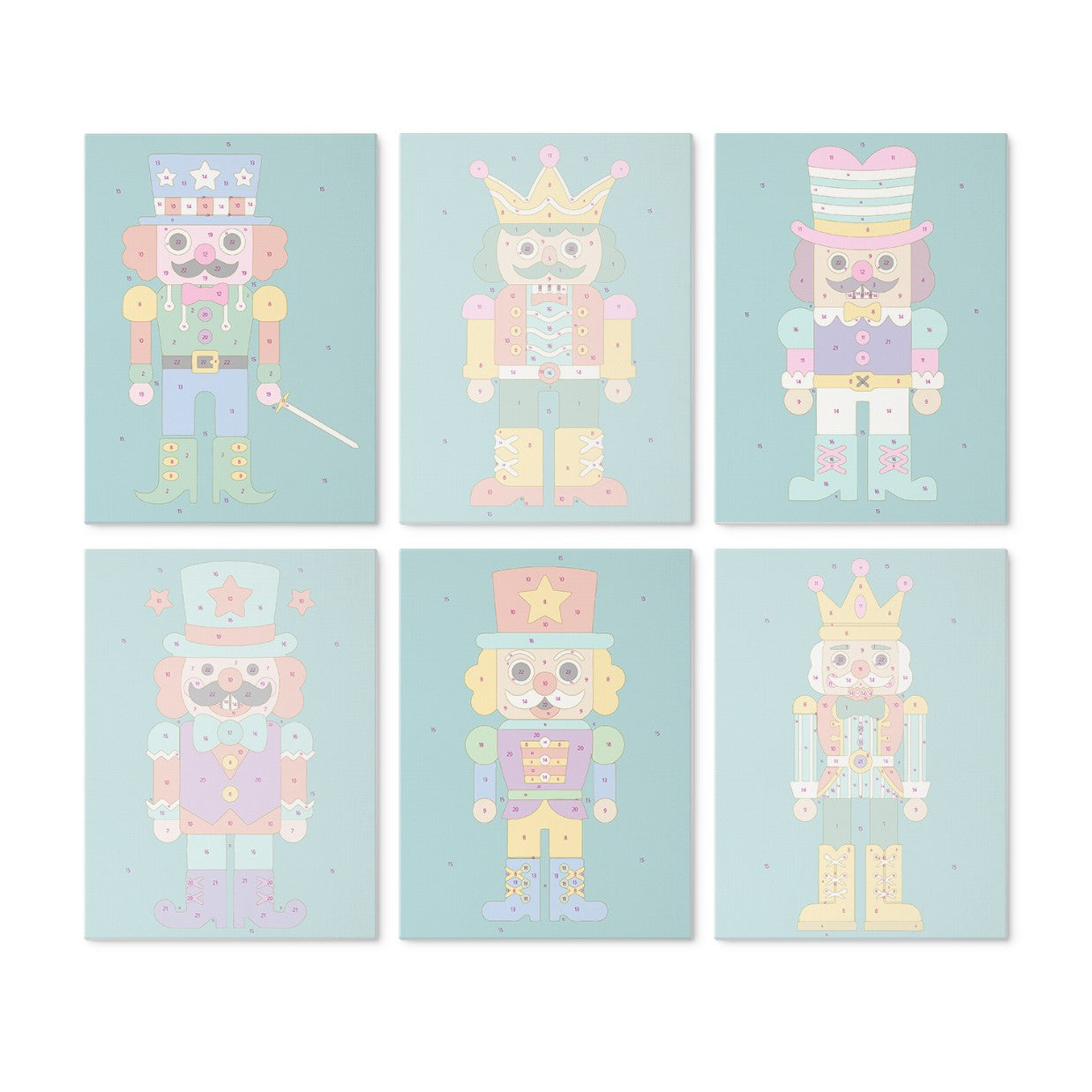 6 Wooden Board Mini Paintings – Nutcracker Parade Set